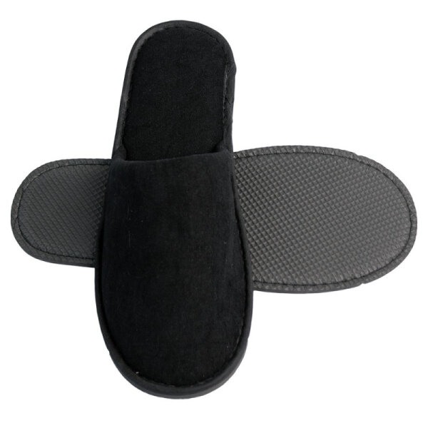 Klassische geschlossene Samt-Slippers, Schwarz, 29 cm