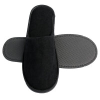 Klassische geschlossene Samt-Slippers, Schwarz, 29 cm