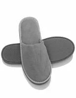 Classic Velvet Slippers, Closed - Grey, 30 cm (Size 40-44)