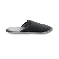 Hotel Slipper aus grauem Filz mit Fellfutter, geschlossene Form, 30 cm