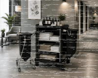 Lockable Housekeeping Trolley with 2 Laundry Bags V3 black