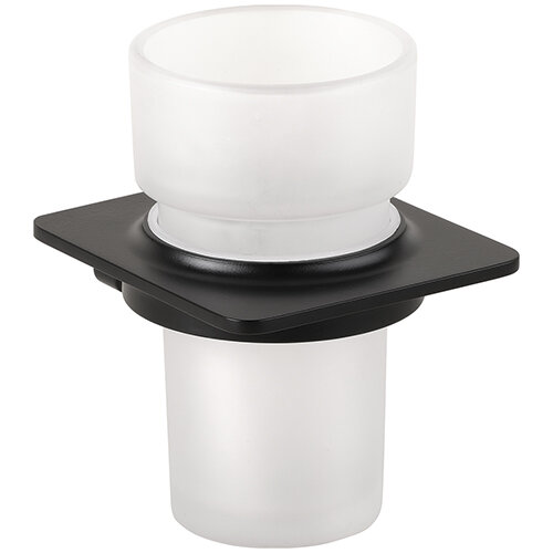 Zahnputzbecherhalter Schwarz mit Glasbecher