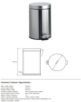 Pedal Waste Bin with Lid 10 L - brushed