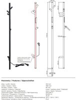 Heated Towel Rail 1180 mm, Bar, 30W, Stainless Steel, Black