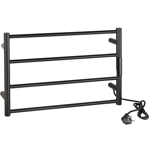 Heated Towel Rail 63W, Stainless Steel - Black