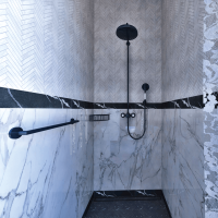 Klappsitz für Dusche mit Stützbein gebürstet