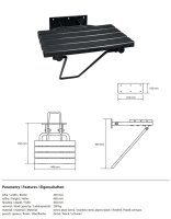 Folding Shower Seat with Supporting Stand - Black