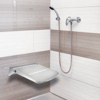 Folding Shower Seat with Supporting Stand - Black