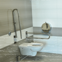 Folding Shower Seat with Supporting Stand - Black