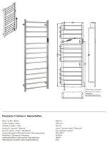 Elektrischer Wandheizkörper 450 × 1320 mm, 180 W, Edelstahl Poliert