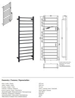 Elektrischer Wandheizkörper 450 × 1320 mm, 180 W, Edelstahl Schwarz
