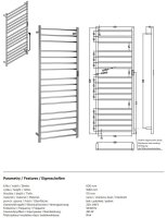 Elektrischer Wandheizkörper 600 × 1680 mm, 285 W, Edelstahl Poliert
