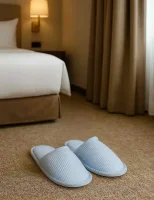 Geschlossene Hotel-Slippers für Herren, Piqué, Blau, 31 cm