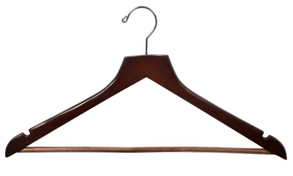 Kettenhotel Kleiderbügel Basic 44 cm, Walnuss, mit Steg & Rockeinkerbung