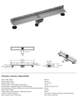 Duschrinne 800 mm Edelstahl, zur Wandmontage