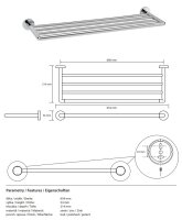 Towel Holder with Four Bars 600 mm – Aurora Collection