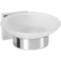 Seifenhalter mit Schale aus satiniertem Glas