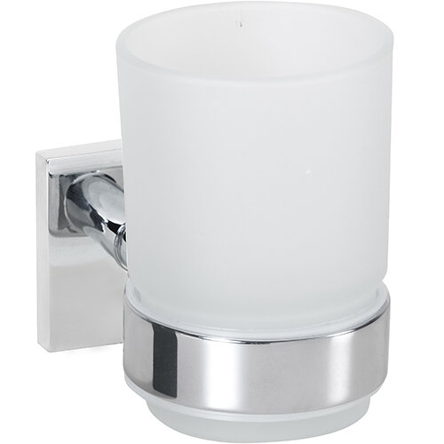 Toothbrush Holder with Milk Glass – Mateo Collection (Square Mount)