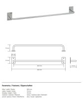 Quadratischer Handtuchhalter Basic 600 mm – Schraubmontage, Gebürsteter Edelstahl