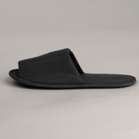 Hotelhausschuhe BASIC in Schwarz, offen, mit rutschfester Sohle, 30 cm