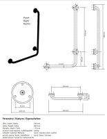 Winkelgriff Eck, rechts, mit Abdeckung – Schwarz