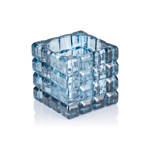 Cube Steel Blue, 9 × 9 cm, Glas