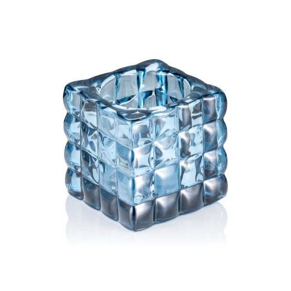 Cube Steel Blue, 8 × 8 cm, Glas