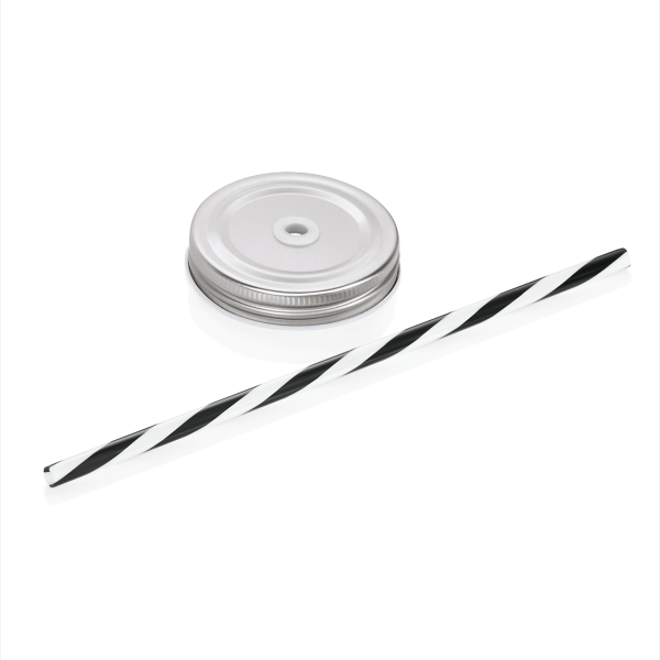 Lid With Straw Set Caro, 7.5 cm, Set of 6, Glass