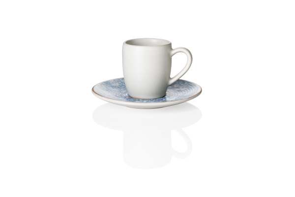 Espresso And Saucer Set, Ø 5.5 cm, Set of 6, Stoneware, Coupe Arctic