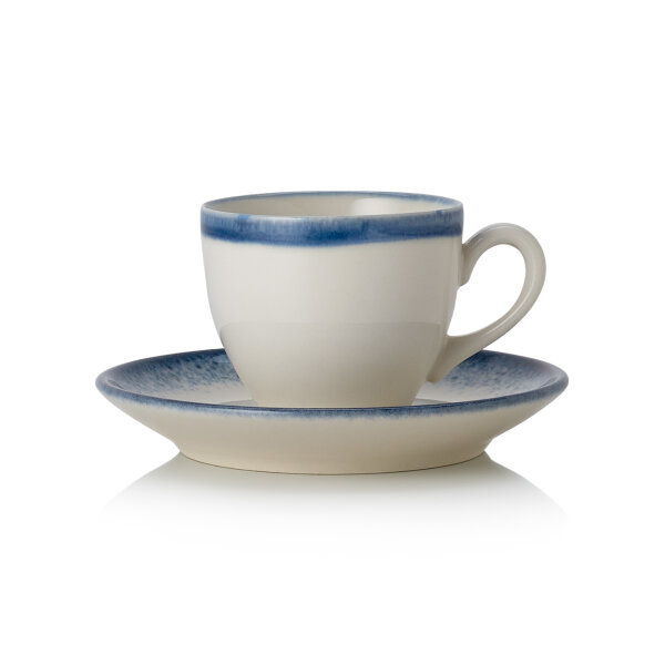 Espresso And Saucer Set, Ø 6.5 cm, Set of 6, Porcelain, Vida Marina