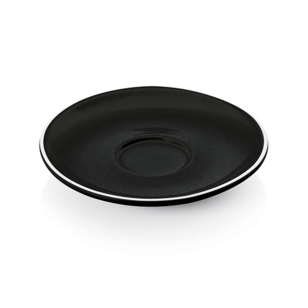 Espresso And Saucer Set, Ø 12.5 cm, Set of 6, Porcelain, Italia Black