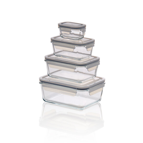 Frischhaltedosen Set, 10,5 × 7,5/15,5 × 10,5/18,5 × 13,5/22 × 18 cm