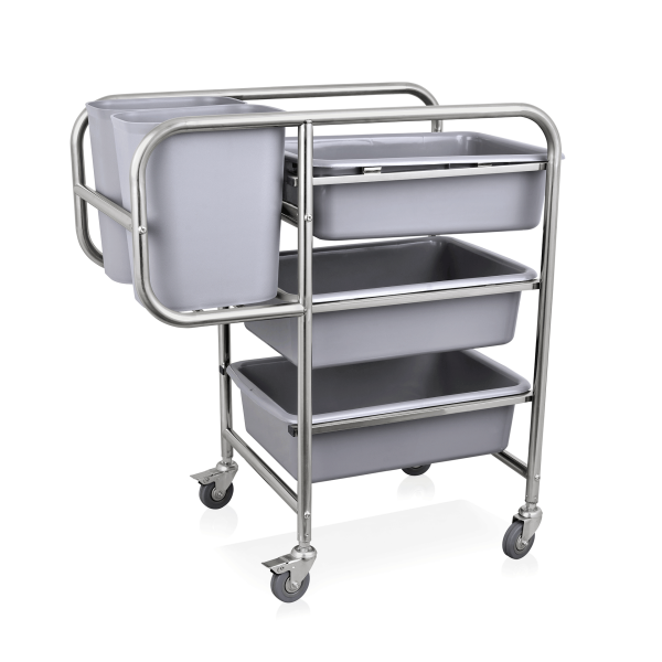 Dish Clearing Trolley, 80 × 44 cm, Chrome nickel steel