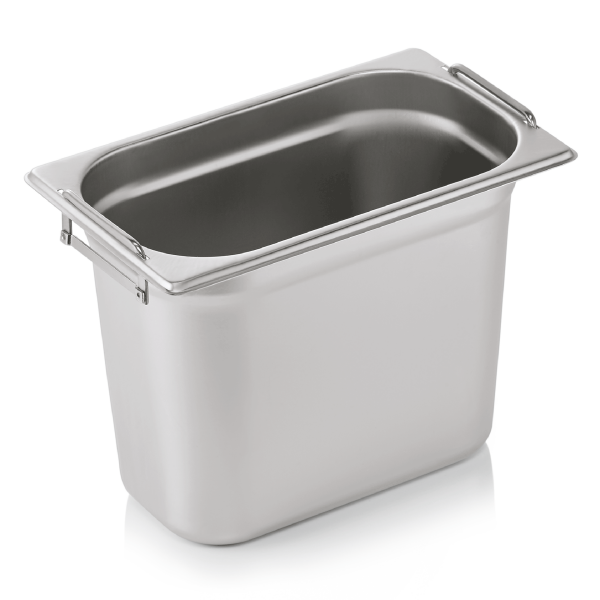 GN Container 1/4 With Drop Handles, 200 mm, Chrome nickel steel