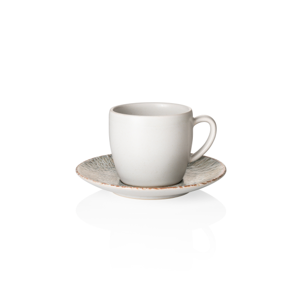 Cup And Saucer Set, 220 ml, Set of 6, Stoneware, Coupe Iris