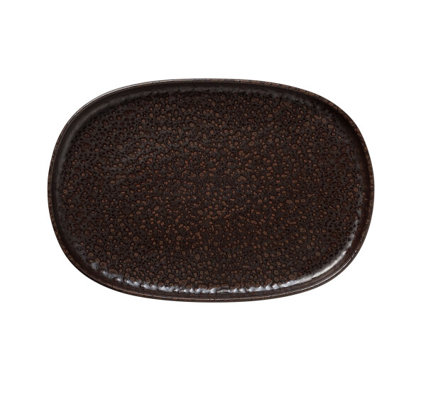 Plate Set, 33 × 23 cm, Set of 4, Stoneware, One Metallic Brown