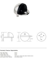 Spherical Floor Door Stopper, Polished Stainless Steel