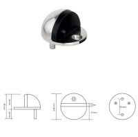Spherical Floor Door Stopper, Polished Stainless Steel