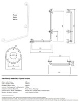 Winkelgriff, 680 mm, rechts, ohne Abdeckung, weiß, Stahl, Comaxit, Help