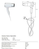 Haartrockner ohne Halter mit geradem Kabel, weiß, Kunststoff, Poliert