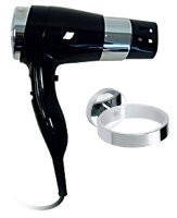 Haartrockner, 1400W, mit Halter, Spiralkabel, schwarz, Kunststoff, Poliert