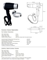 Haartrockner, 1400W, mit Halter, Spiralkabel, schwarz, Kunststoff, Poliert