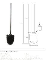 Spare toilet brush with handle for 102413012, 118413011, black, Plastic, Chrome