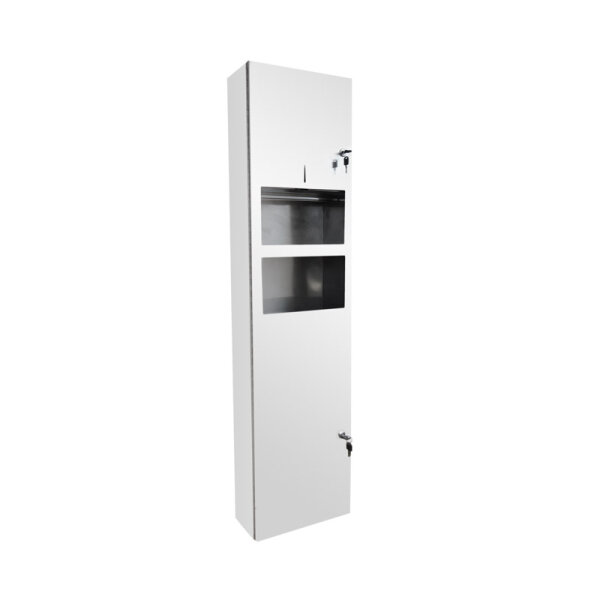 Paper towel dispenser with waste bin, stainless steel, matt, Brushed