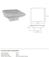 Spare glass soap dish, Frosted Glass, 10.2 x 10.2 x 4.2 cm