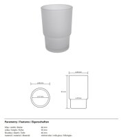Ersatzglas, Glas Matt, 6,6 x 6,6 x 9,5 cm