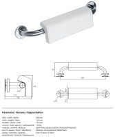 Grab bar, 500 mm, with backrest, with cover, stainless steel, polished, Help