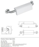 Haltegriff, 500 mm, mit Rückenlehne, mit Abdeckung, Edelstahl, matt, Help