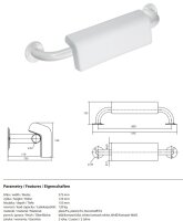 Haltegriff, 500 mm, mit Rückenlehne, ohne Abdeckung, weiß, Stahl, Comaxit, Help
