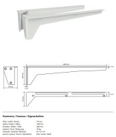 Washbasin console (pair), 400 mm, max load 30 kg, white, Steel, Painted